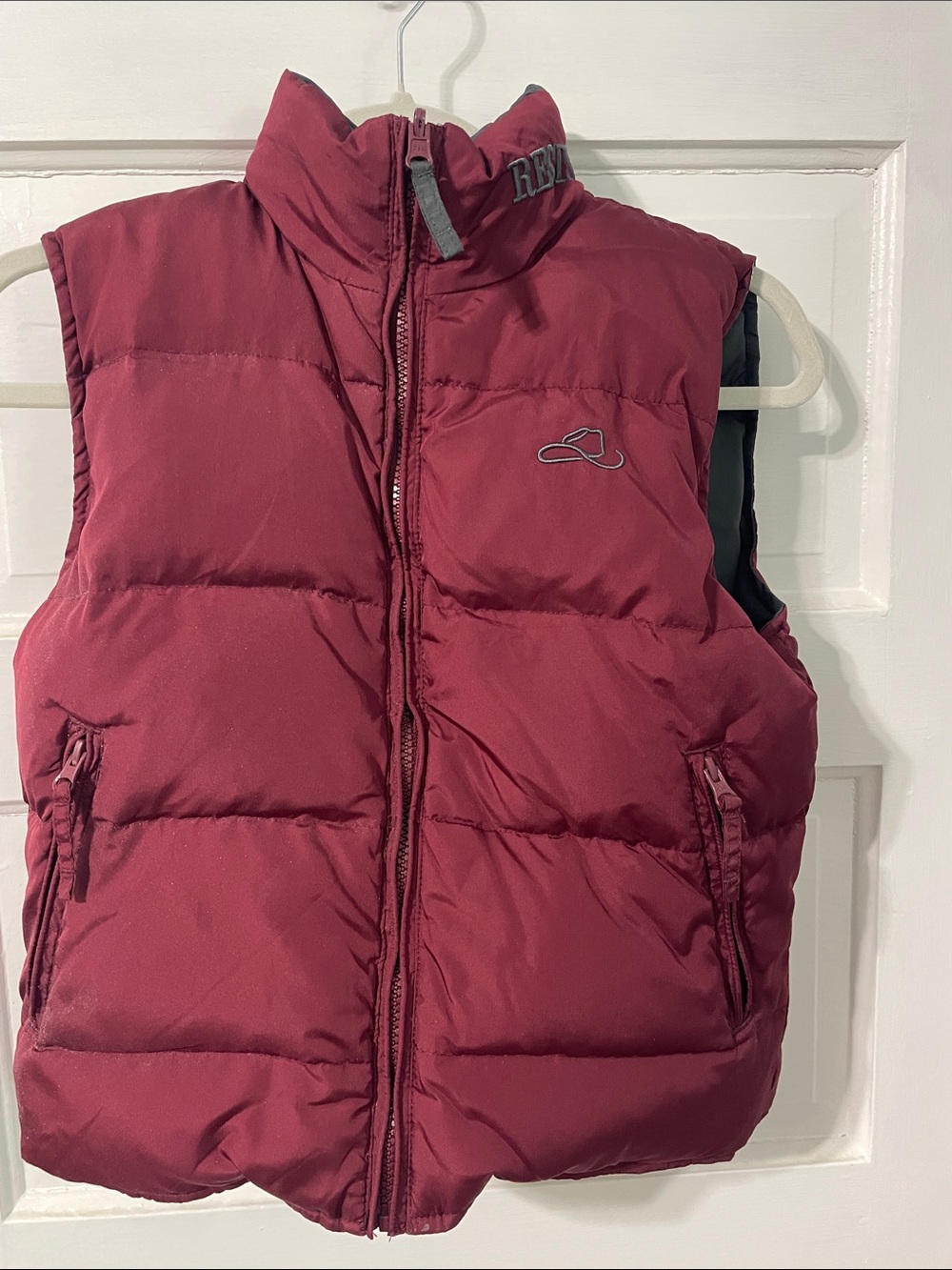 Kids Resistol Burgundy Reversible Gray Puffer Vest - Insulated Layering